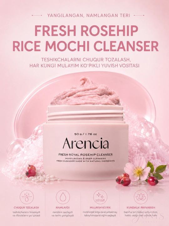 Arencia yuz yuvish vositasi — poralarni chuqur tozalash va namlantirish uchun - 