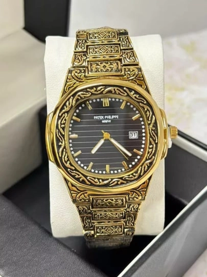 Мужские наручные часы Patek Philippe nautilius с кварцевым механизмом — 6554989-PATEKROLEX-БРОНЗ