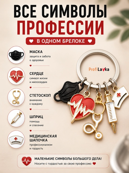Брелок для медика с подвесками, подарок врачу, брелок медсестре, медицинский брелок