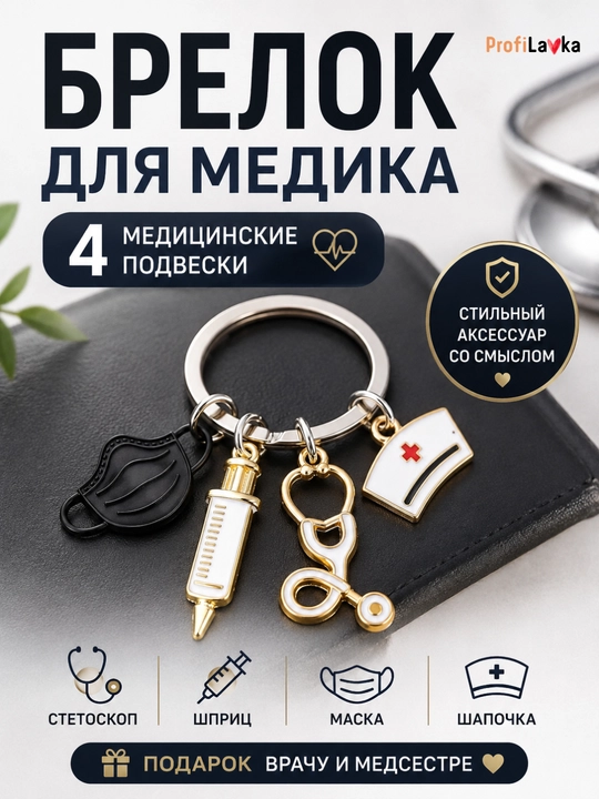 Брелок для медика с подвесками, подарок врачу, брелок медсестре, медицинский брелок - 