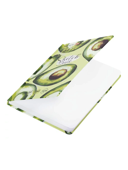 Sketchbuk, oq qog‘oz 160 g/m2, 145x203 mm, 64 varaq, rezinka, qattiq, "Avokado," 114588