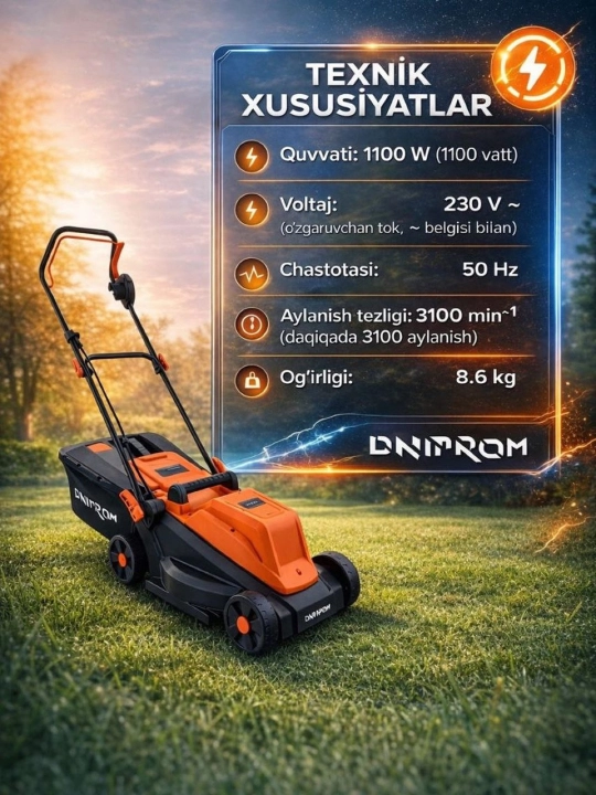 Elektr Elektr maysa o'roq mashinasi DNIPROM  1100 Vt