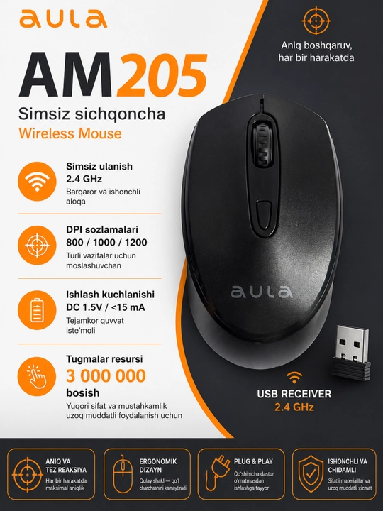 Мышка для игр и работы AULA sc580, sc900, MCHOSE A7, HP - 