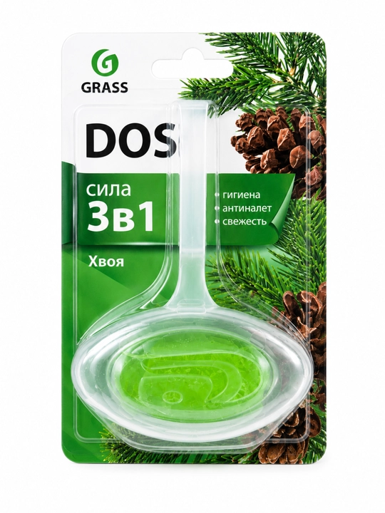 Unitaz uchun osma gel tozalagich va xushbo‘ylantirgich, , qarag‘ay hidi — GRASS DOS