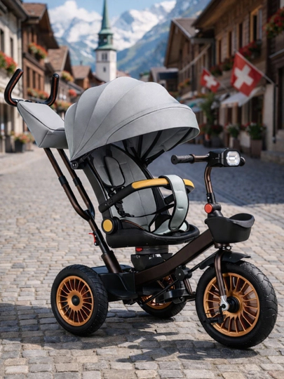 Детская коляска - велосипед SmartRide Mama control, 3 в 1 — KIDDRIV-VLFT-СЕРЫЙ