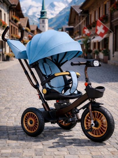Детская коляска - велосипед SmartRide Mama control, 3 в 1 — KIDDRIV-VLFT-СИНИЙ