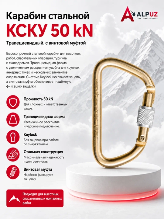Karabin, po‘lat trapetsiya, keylok, 50 kN - 