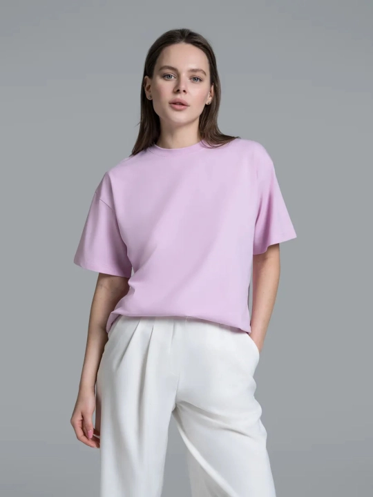 Uniseks oversize futbolka, paxtali, erkin bichim, qisqa yeng - 