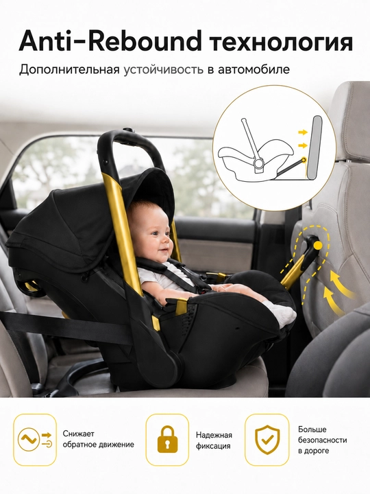 Автокресло-коляска 2 в 1, для новорожденных 0+, до 50 кг, складные колеса