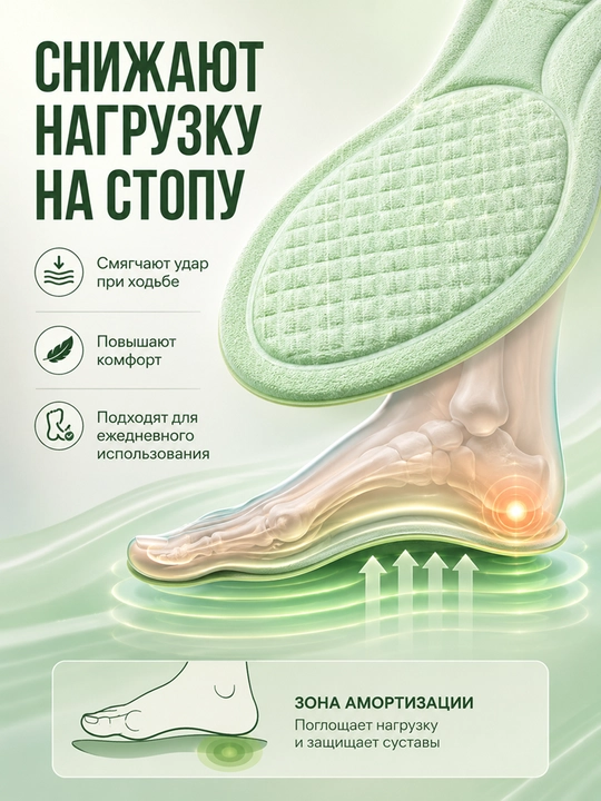 Мягкие стельки с эффектом памяти для обуви