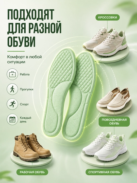 Мягкие стельки с эффектом памяти для обуви