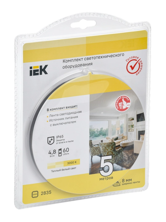 LED lenta 2835/5050-IP65-12V-5m “O‘zingiz yig‘ing” IEK, drayver va o‘chirgich to‘plamda
