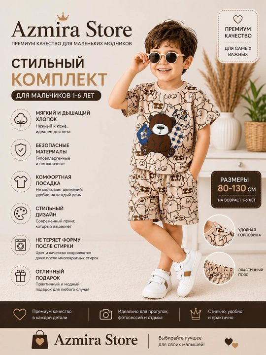 Комплект одежды для мальчиков «Мишка» – стиль и комфорт каждый день