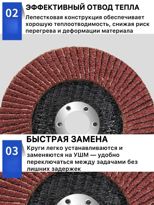 P40 flap disk / 5 / 125x22.2 mm o'lchamdagi to'plam