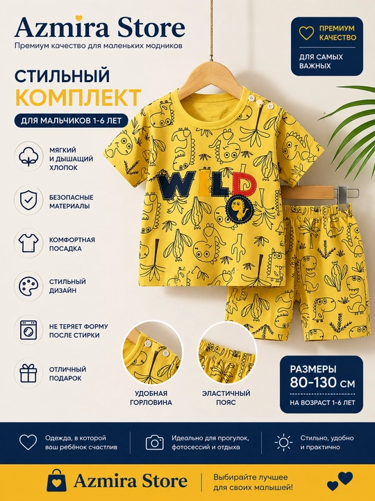 Детский комплект для мальчиков «Динозавр» — Azmira Store