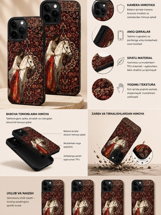 Чехол с национальным орнаментом и текстурой ковра для iPhone 11,12,13,14,15,16,17, Pro и Max