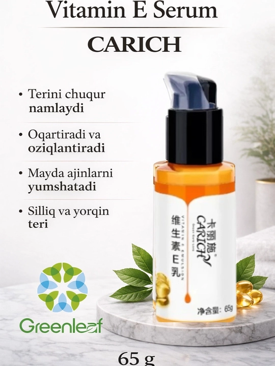 Greenleaf CARICH yuz uchun sut kremi Vitamin E bilan – namlovchi va oziqlantiruvchi