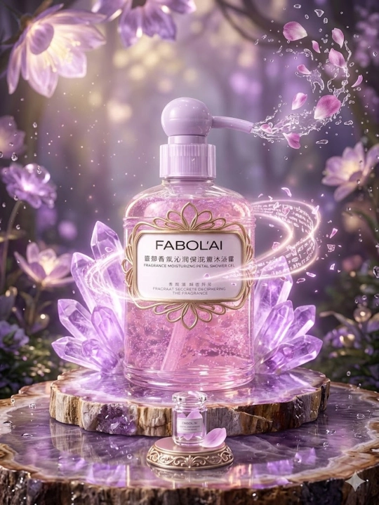 Парфюмированный гель для душа FABOL'AI с лепестками цветов и эфирными маслами, увлажняющий