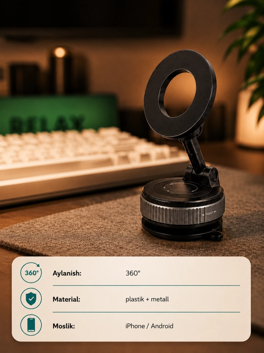 Smartfon, avtomobil va stol uchun vakuumli magnit tutqich