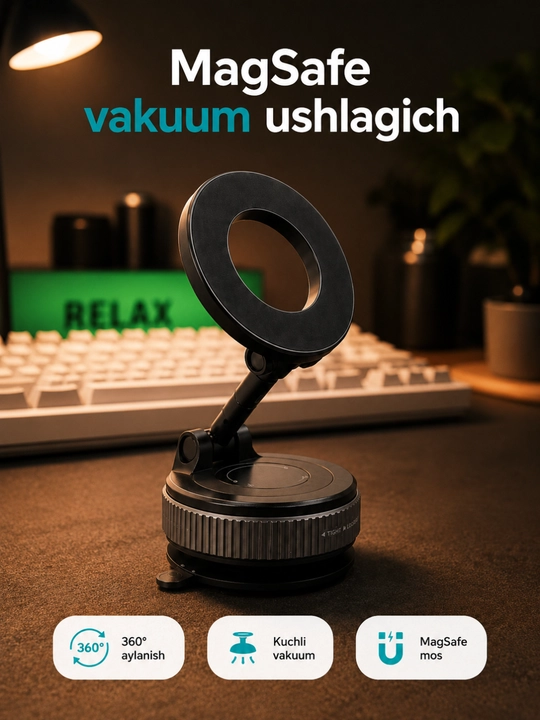 Smartfon, avtomobil va stol uchun vakuumli magnit tutqich - 