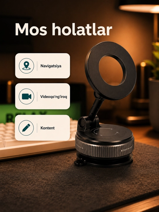 Smartfon, avtomobil va stol uchun vakuumli magnit tutqich