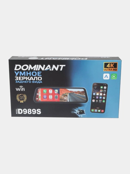 Videoregistrator DOMINANT D989S 4K Ultra HD Wi-Fi CarPlay Android Auto 32GB fleshka bilan
