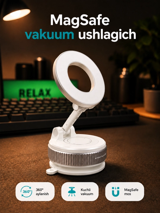 Smartfon, avtomobil va stol uchun vakuumli magnit tutqich - 