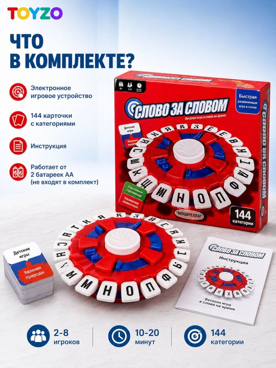 So'zma-so'z stol o‘yini, bolalar va kattalar uchun oilaviy o‘yin, 2–8 o‘yinchi