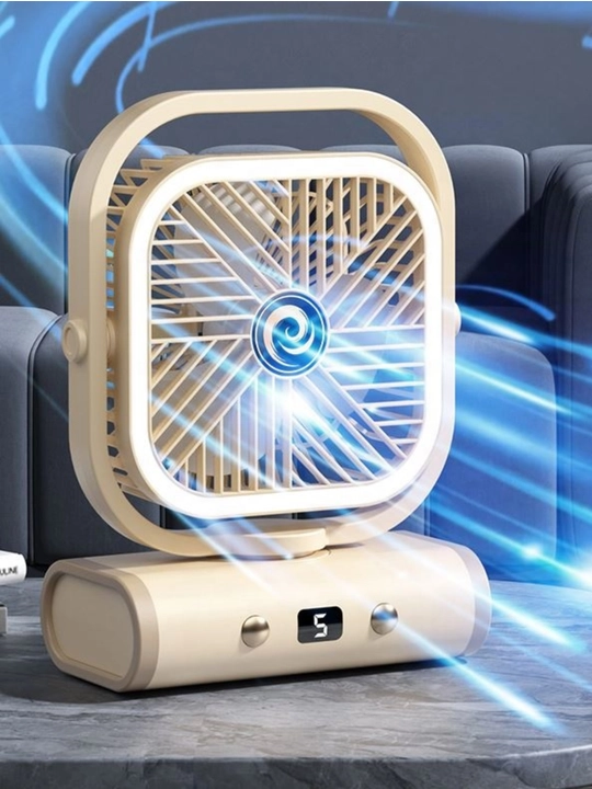 Mini ventilyator, LED yoritgichli, 3 tezlikli, uy va ofis uchun