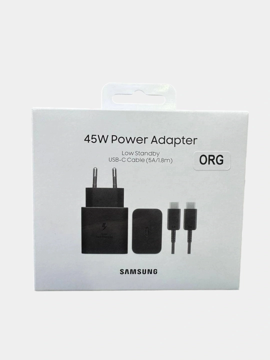 Samsung 45W ORG Type-C zaryad qurilmasi Juda tez zaryadka 2.0, USB-C kabel 5A / 1.8m