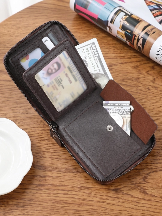 Erkaklar hamyoni, portmone, karta va pul uchun hamyon, eko charm, 12×10 sm