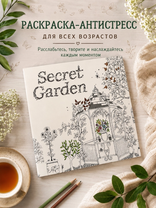 Dam olish va ijod uchun mo‘ljallangan "Secret Garden" badiiy bo‘yog‘i, katta bo‘yoqli, 250×250 mm - 