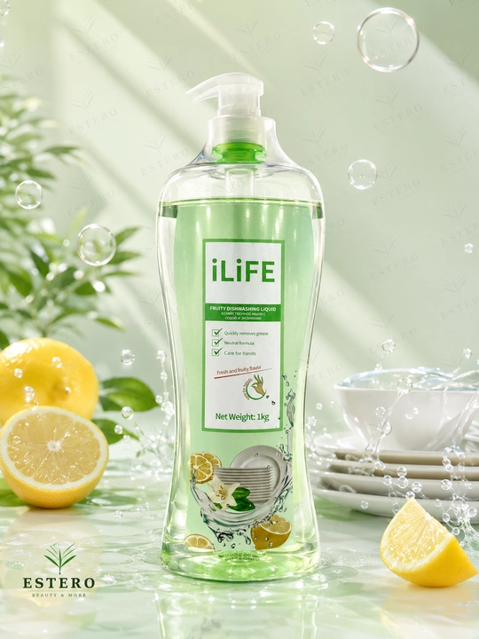ILiFE idish yuvish vositasi - soda va fermentlar bilan, mevali iforli, yog‘ni ketkazadi - 
