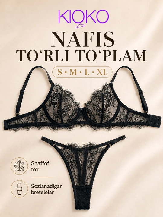 Комплект прозрачного нижнего белья для женщин Kioko, в сеточку, женское нижнее белье - 