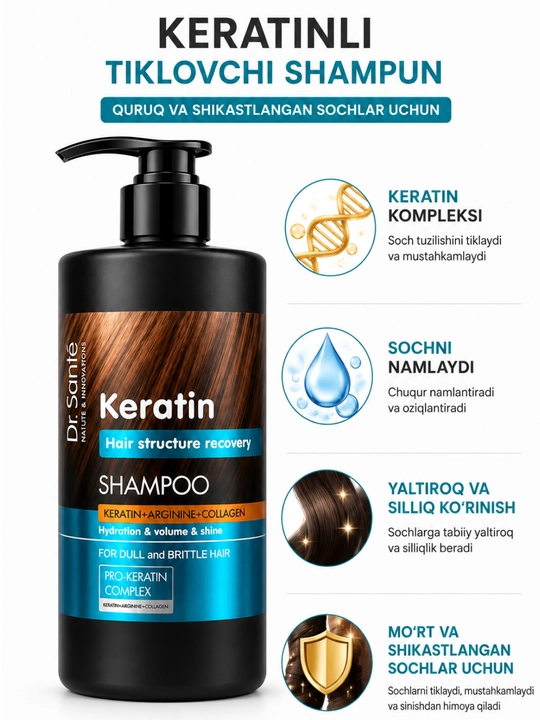 Маска для волос Keratin Hair — кератиновое восстановление, 300 мл