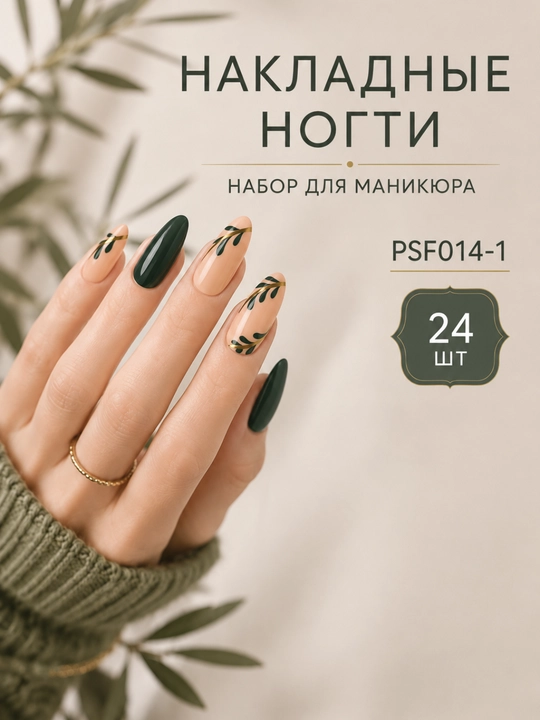 Накладные ногти, 24 штуки + набор для маникюра, разный дизайн, быстрый салонный маникюр - 