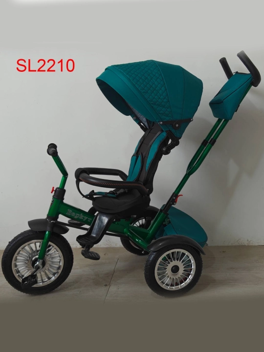 Трехколесный велосипед SL2210 с родительской ручкой и складным капюшоном - 