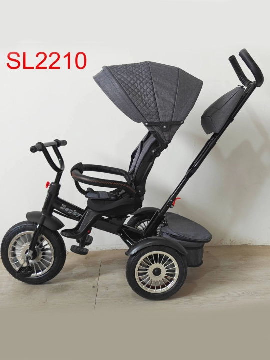 Трехколесный велосипед SL2210 с родительской ручкой и складным капюшоном - 