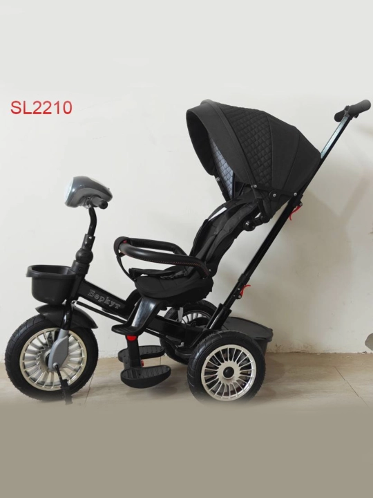 Трехколесный велосипед SL2210 с родительской ручкой и складным капюшоном - 