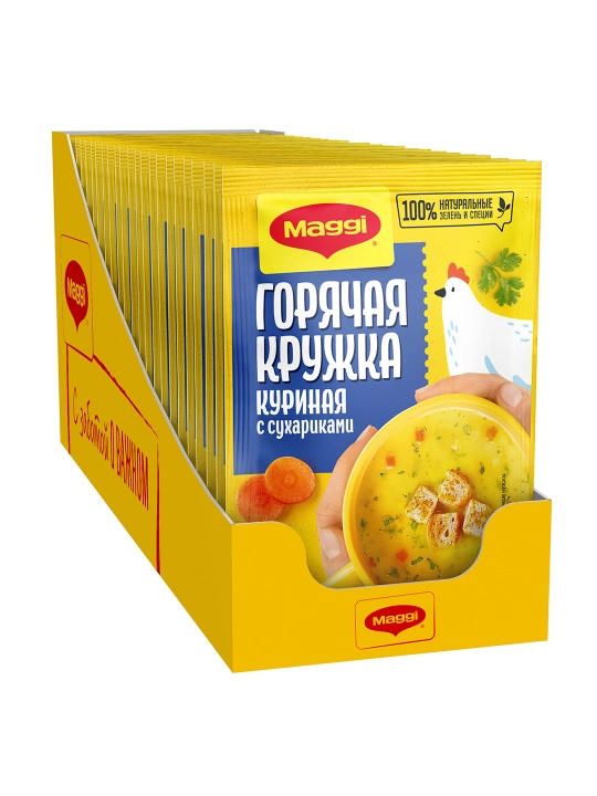 MAGGI® Issiq Krujka®.Qarsildoq suxarikli tovuqli tez tayyorlanadigan sho‘rva,19g x 30dona