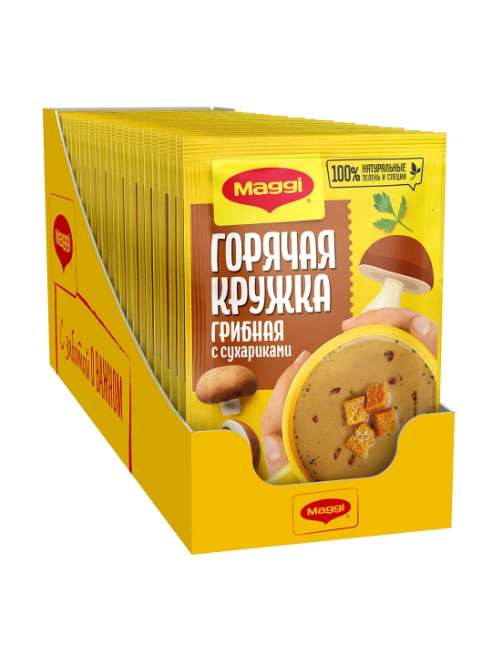 МАГГИ®. ГОРЯЧАЯ КРУЖКА®. Грибная с сухариками. Суп моментального приготовления.20г Х 30шт
