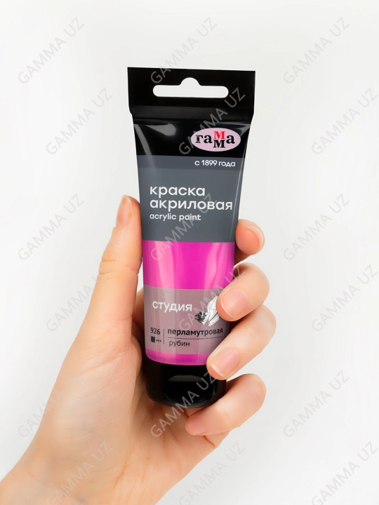 Gamma "Studiya" badiiy perlamutr akrilik bo'yoq, 75ml, rubin, 280220926