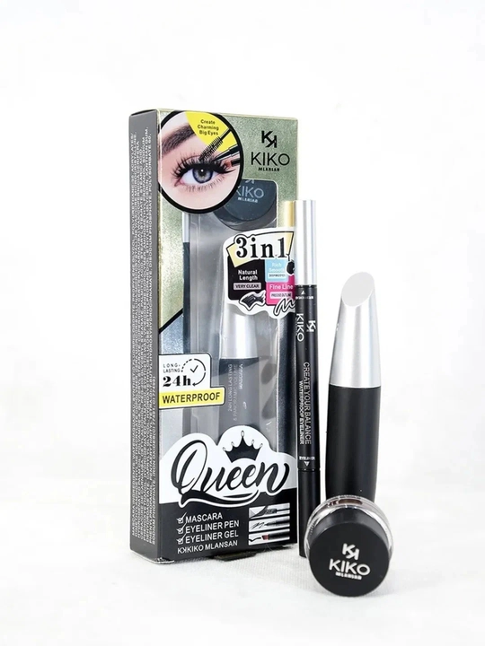 KIKO Milano Queen 3v1 — Ko‘z makiyaji uchun to‘plam (tush, layner podvodka, gel podvodka)