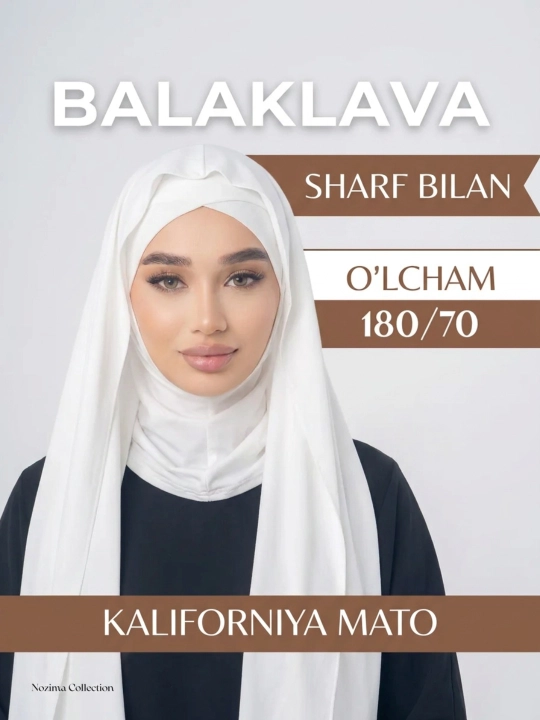Boni va sharfdan iborat sharf + hijob, Kaliforniya materialidan tayyorlangan - 