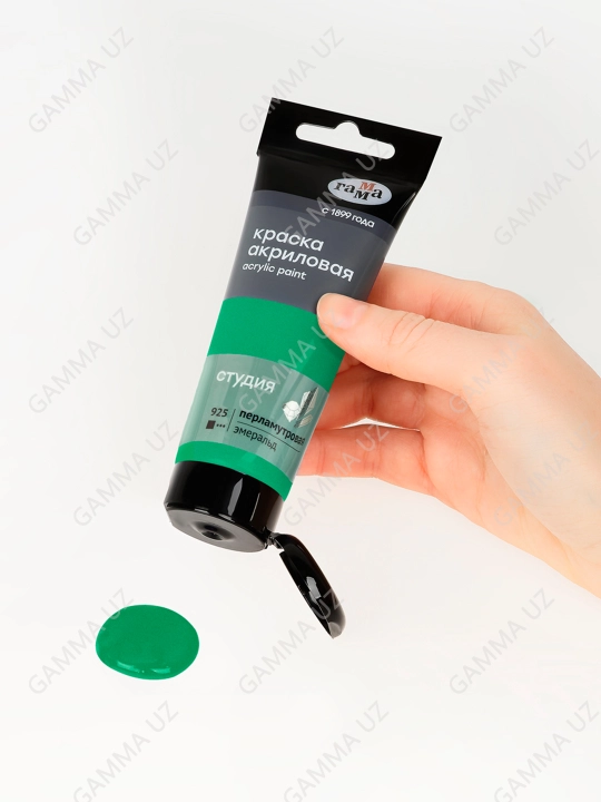 Gamma "Studiya" badiiy perlamutr akrilik bo'yoq, 75ml, emerald, 280220925