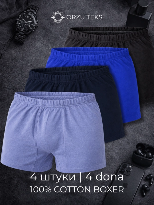 Erkaklar trusigi, paxtali keng bokserlar, ichki kiyim to‘plami, katta o‘lcham ORZU-TEKS