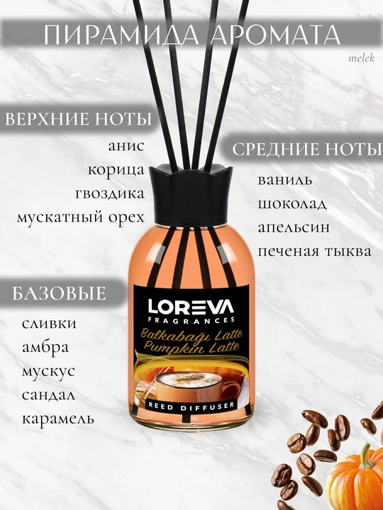 LOREVA Pumpkin Latte 110ml Uy aromali qamishli diffuzer (sovg'a)