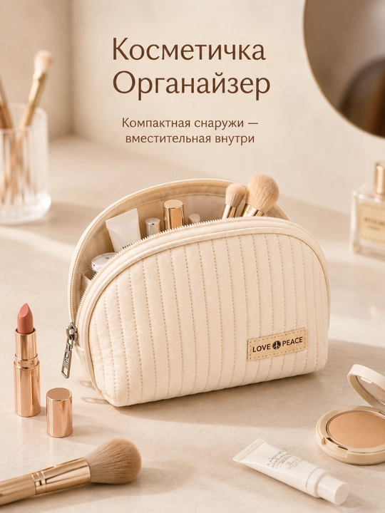 Косметичка женская дорожная FORRIS HOME, органайзер для косметики на молнии, мягкая - 