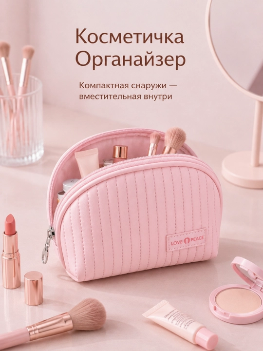 Косметичка женская дорожная FORRIS HOME, органайзер для косметики на молнии, мягкая - 