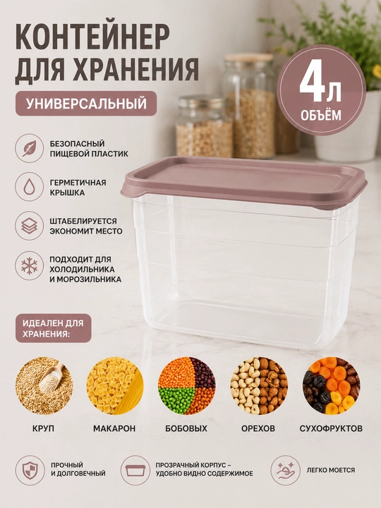 Пластиковый контейнер для хранения продуктов 4 л - 